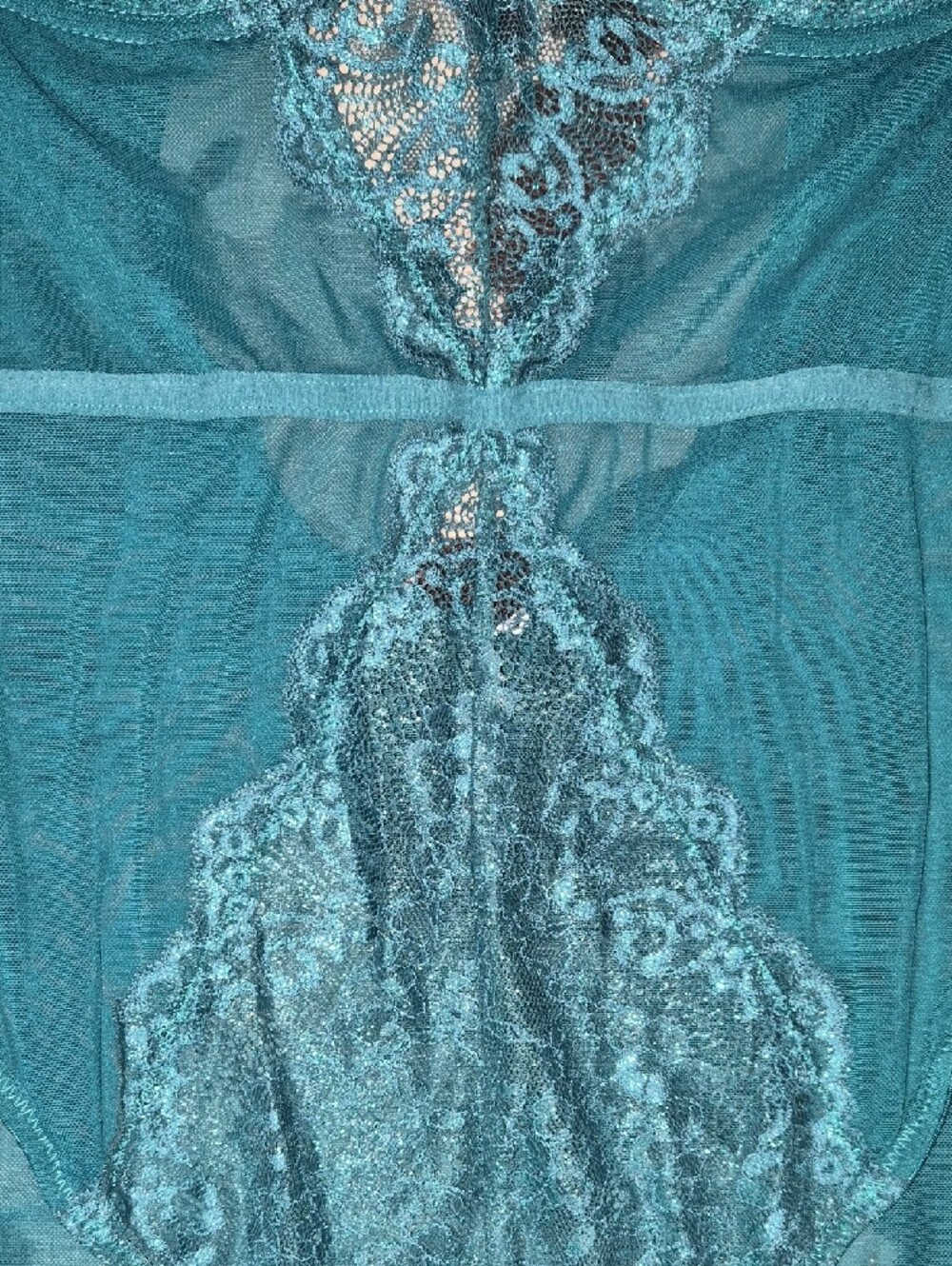 VS Teal Lace Mesh Bodysuit - Picture 4 of 5
